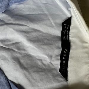 Baby blue white collard button up top size M